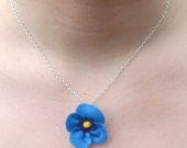 Flower Necklace Pendant on 925 Sterling Silver, Primrose Accessories, For Bride Something Blue, Wedding, Bridesmaid, Silver Jewellery