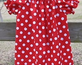 Girls dress red dot church dress summer polka dots  Size 2/3 ready to ship custom available.