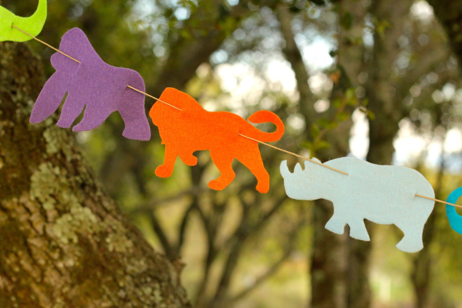 Safari Jungle Animals Tropical Colored Felt Garland