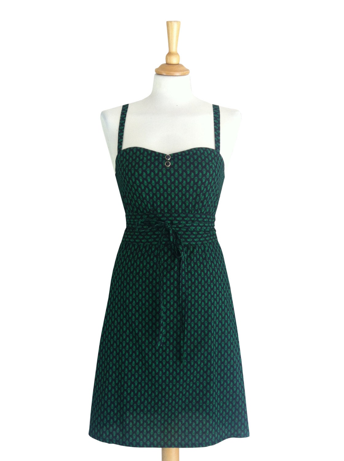 Summer Dress With Green Flowers