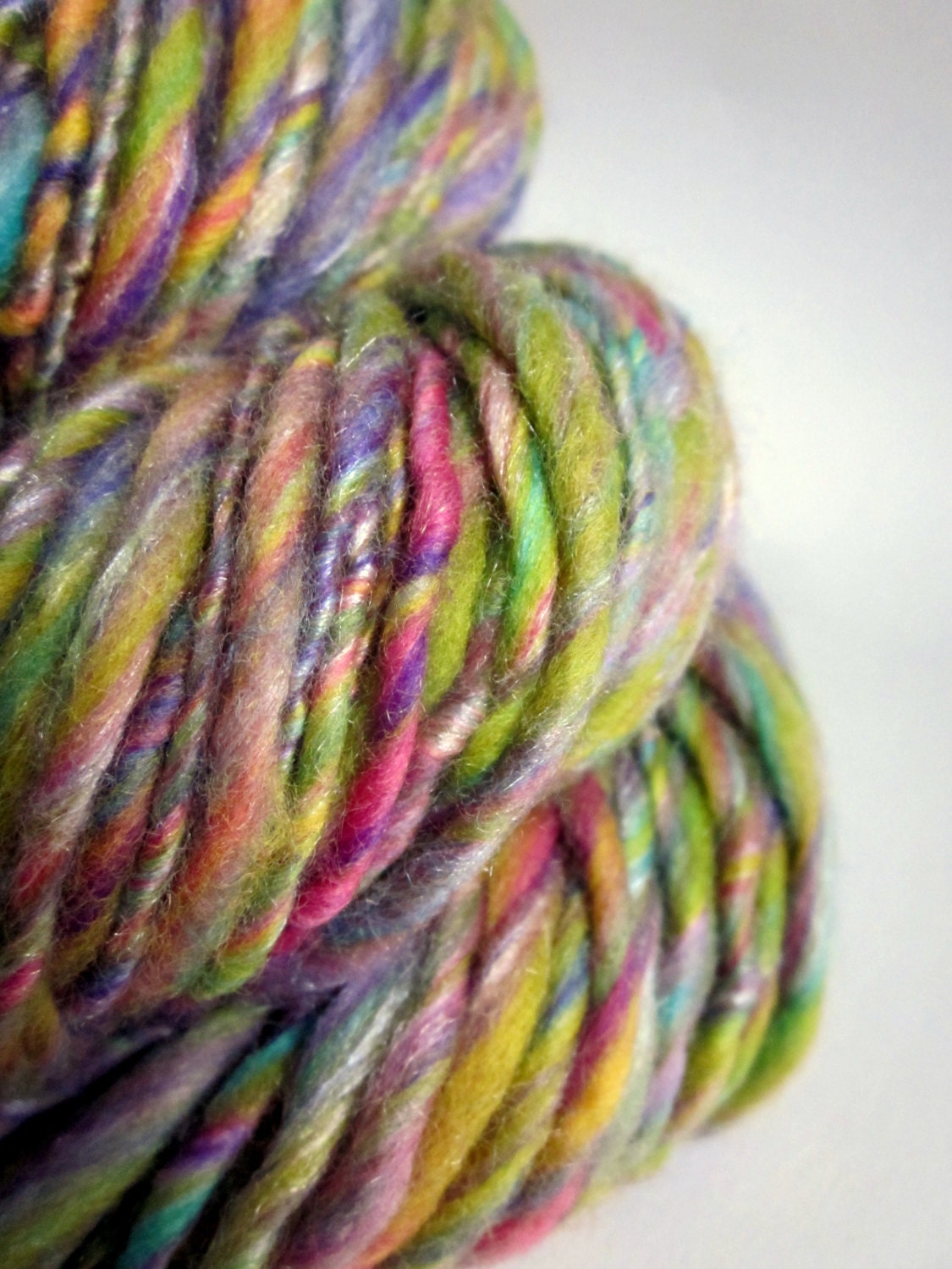 Handspun yarn uk knitting supplies merino and silk multicoloured chunky  - 96 yards