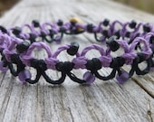 Light Purple and Black Interlocking Hemp Bracelet