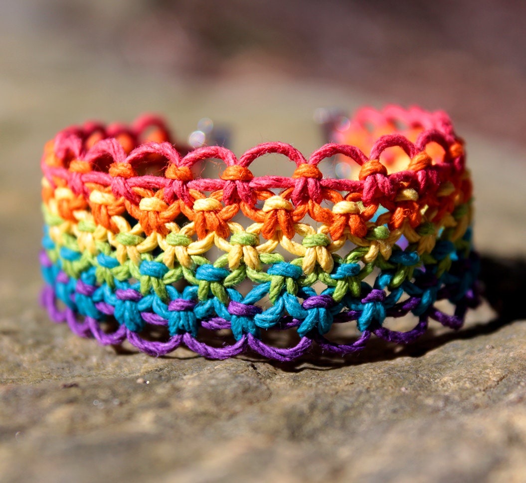 Lacy Rainbow Hemp Bracelet -  7 1/4", Extendable