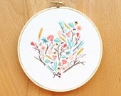 Ltd Edt 6 inch art hoop North Floral Bouquet nursery home love children bedroom decor chic white pastel spring mint romantics