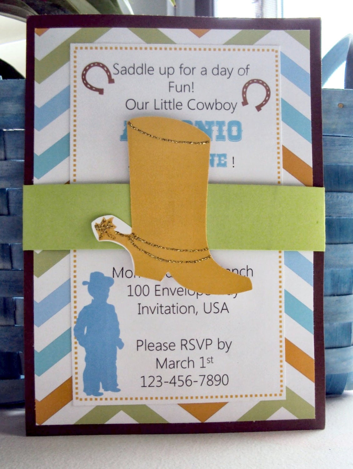Cowboy Invitation , Boys Birthday Invitation, Western Invitation