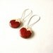Pressed leaf earrings, red eco earrings, wooden earrings, red leaf earrings, autumn earrings, nature inspired earrings  (Blackberry leaf)
