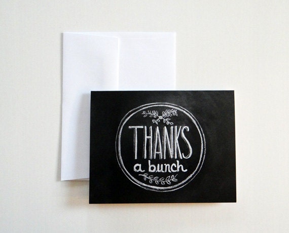 Chalkboard Thank You Card - Chalkboard Art- Thanks A Bunch Card - Hand Lettered Thank You Card - Chalk Art