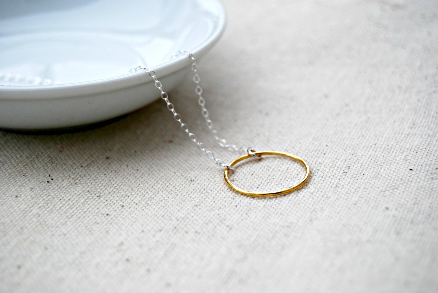 choate... mixed metal eternity circle necklace / 14k gold filled circle & sterling silver chain necklace / infinity / eternal love / karma
