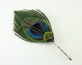 Peacock Feather Hair Pin / Hair Clip / Feather Fascinator / peacock wedding / bridesmaids hair / prom