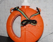 Dead Stock Plastic Vintage Orange Basketball Water Bottle Canteen Camping Rainbow Strap 1980s