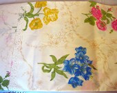 Two Twin Size Flat Sheets: Vintage Fabric, Floral Sheets, Shabby Chic Bedding