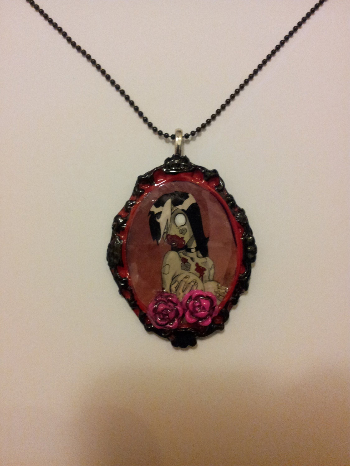 zombie tramp flat resin necklace