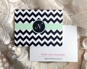 Chevron Monogramed Note Cards - COLORS ARE CUSTOMIZABLE
