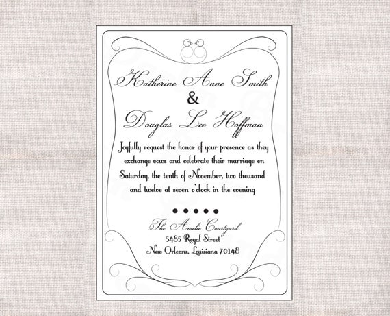 5x7 Sweet Birds Wedding Custom Printable Invitation