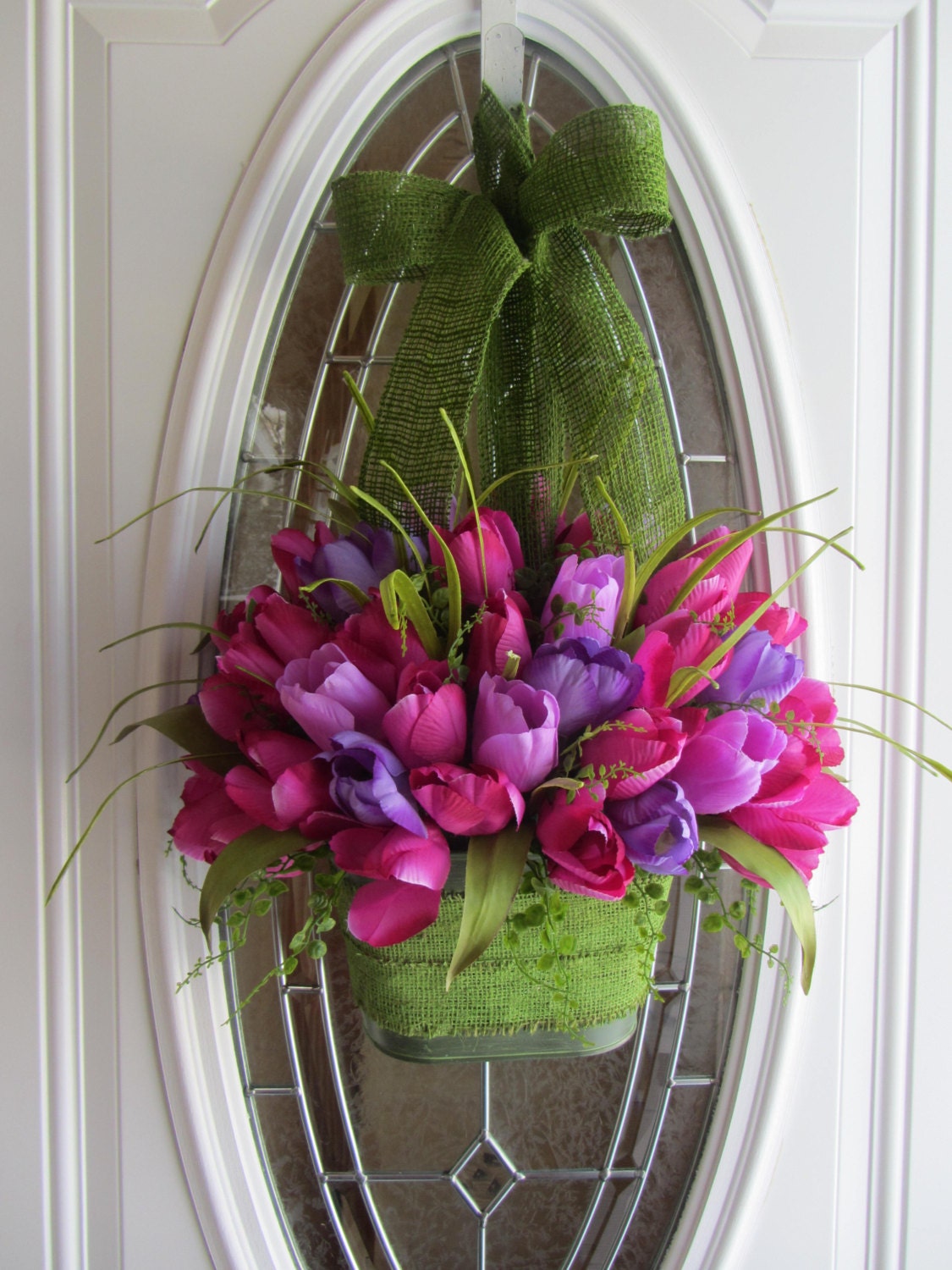 Tulip Wreath - Spring Wreath - Tulip Door Pocket - Easter Wreath