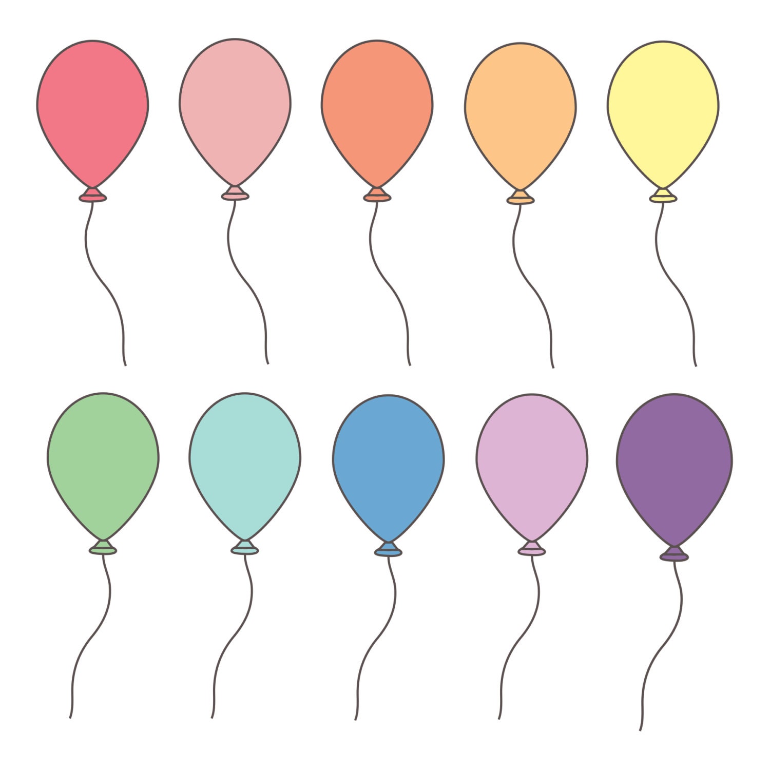 INSTANT DOWNLOAD // Digital Clip Art // Happy Birthday Clipart // Digital Birthday Balloons // Balloon Clip Art Il_170x135