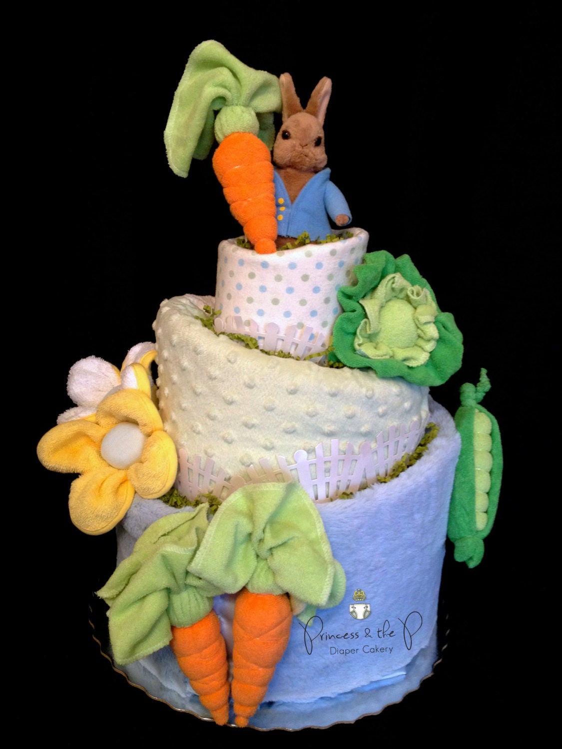 Peter Rabbit Topsy Turvy Diaper Cake - Baby Easter Gift, Easter Basket,  Baby Shower, Diaper Cake, Centerpiece, nursery decor