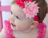 Princess Shabby Headband, Baby headband, Shabby Chic headband,  newborn headband, flower headband,  baby girl headband