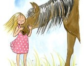 Kids Wall Art Print - The Love of a Girl and Her Horse - Girl's room decor