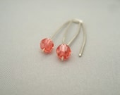 Watermelon Sterling Silver Padparadscha Crystal Dangle Earrings