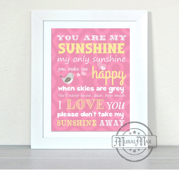 Nursery Art - You are My Sunshine Prints for Nursery or Kids Room,  Baby Nursery Decor, 8x10