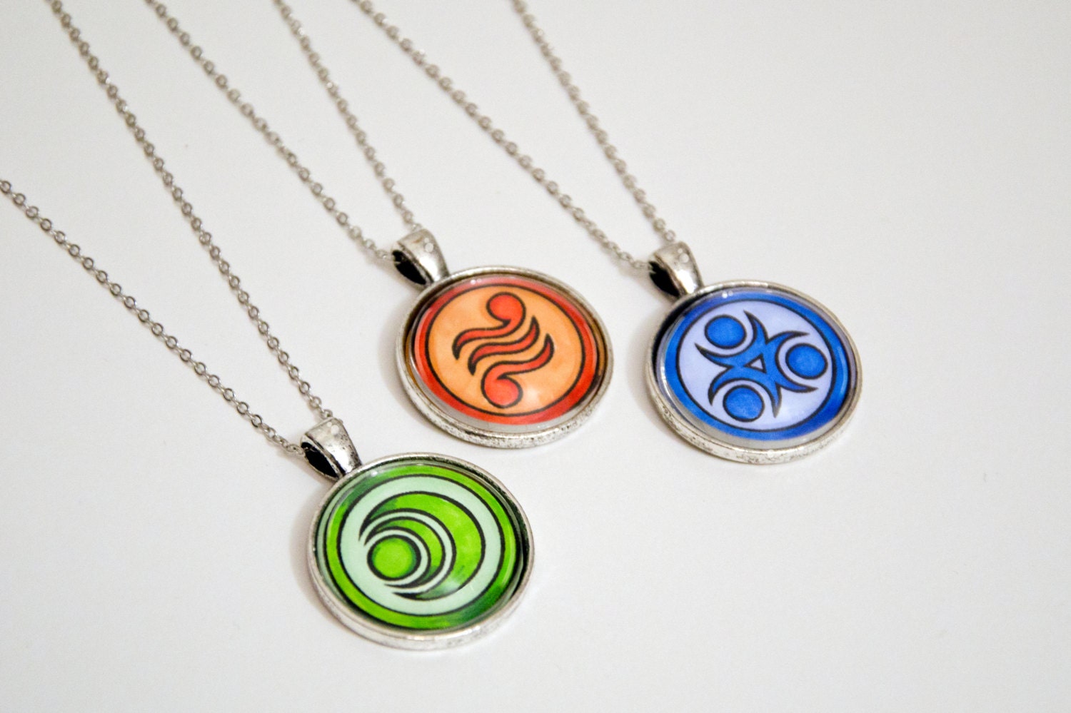 All 3 Goddess Pearls from LoZ, The Wind Waker - Round Pendant, Charm, Necklace - Colored by hand