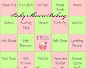 Owl Baby Shower Game, Baby Shower Bingo Game, Baby Gift Bingo, Owl Baby Shower Bingo, Pink and Green Owl Baby Shower, Instant Download