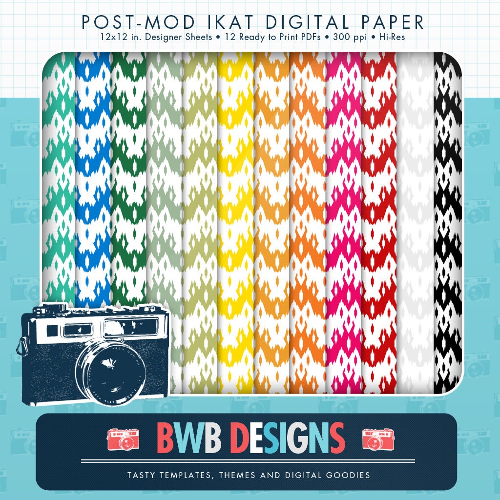 Post-Mod Ikat Digital Paper Pack