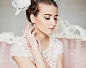 Bridal hair flower clip,Wedding, Bridal Fascinator, Head Piece, Floral Hair Piece, Wedding Hair Accessory, Hair Flower, ivory, velvet leafs