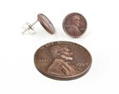Tiny Copper PENNY Studs - 2 Cents - Sterling Silver Posts