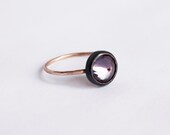 Gold and Black Alexandrite Ring, Synthetic Alexandrite Ring, Gold and Black Ring, Purple Ring, Color Changing Ring