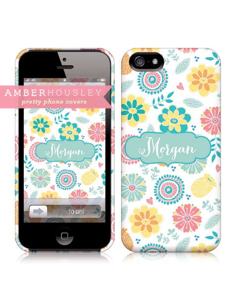 Custom Personalized 4/4s or 5 iPhone Cover - Floral Blooms