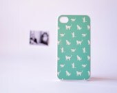 iPhone 4 Case - Cat iPhone 4 Case in Mint Green - Cute iPhone Cases for Girls