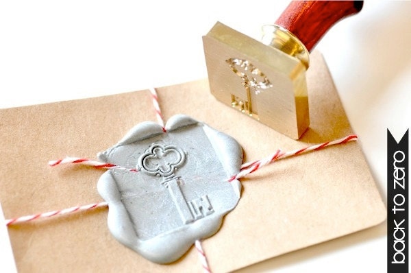 Vintage Key Gold Plated Wax Seal Stamp x 1