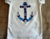 Custom Applique Anchor Nautical Onesie or Tshirt Long or Short Sleeve