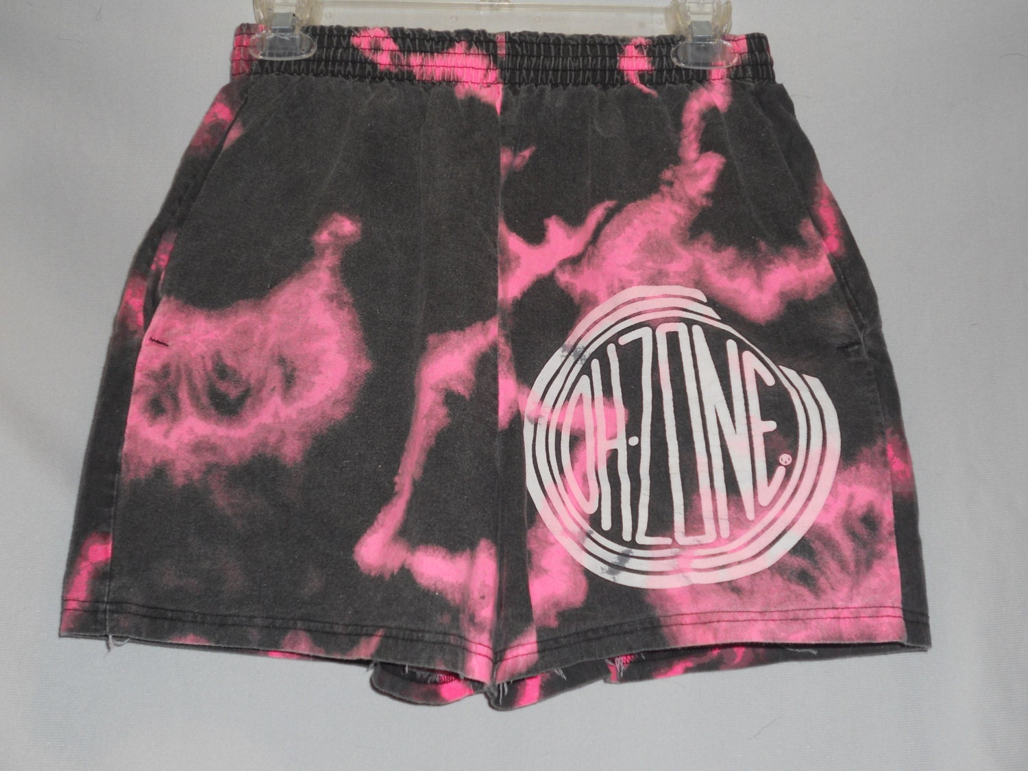 Vintage 80s Tie Dyed Neon Pink Dark Grey Shorts Size Medium Retro Rad Awesome Summer Skate Fun