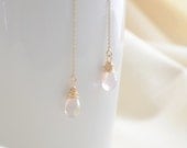 Faint Pink Romantic Czech Glass Drops on 14kt Gold Filled Ear Thread