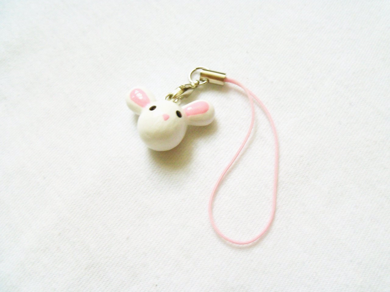 Cute White Bunny Charm - Handcrafted Polymer Clay Jewelry - Charm for Charm Bracelets, Earrings, Cell Phone Strap