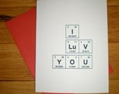 Periodic Table of the Elements "I Luv You" I Love You Card
