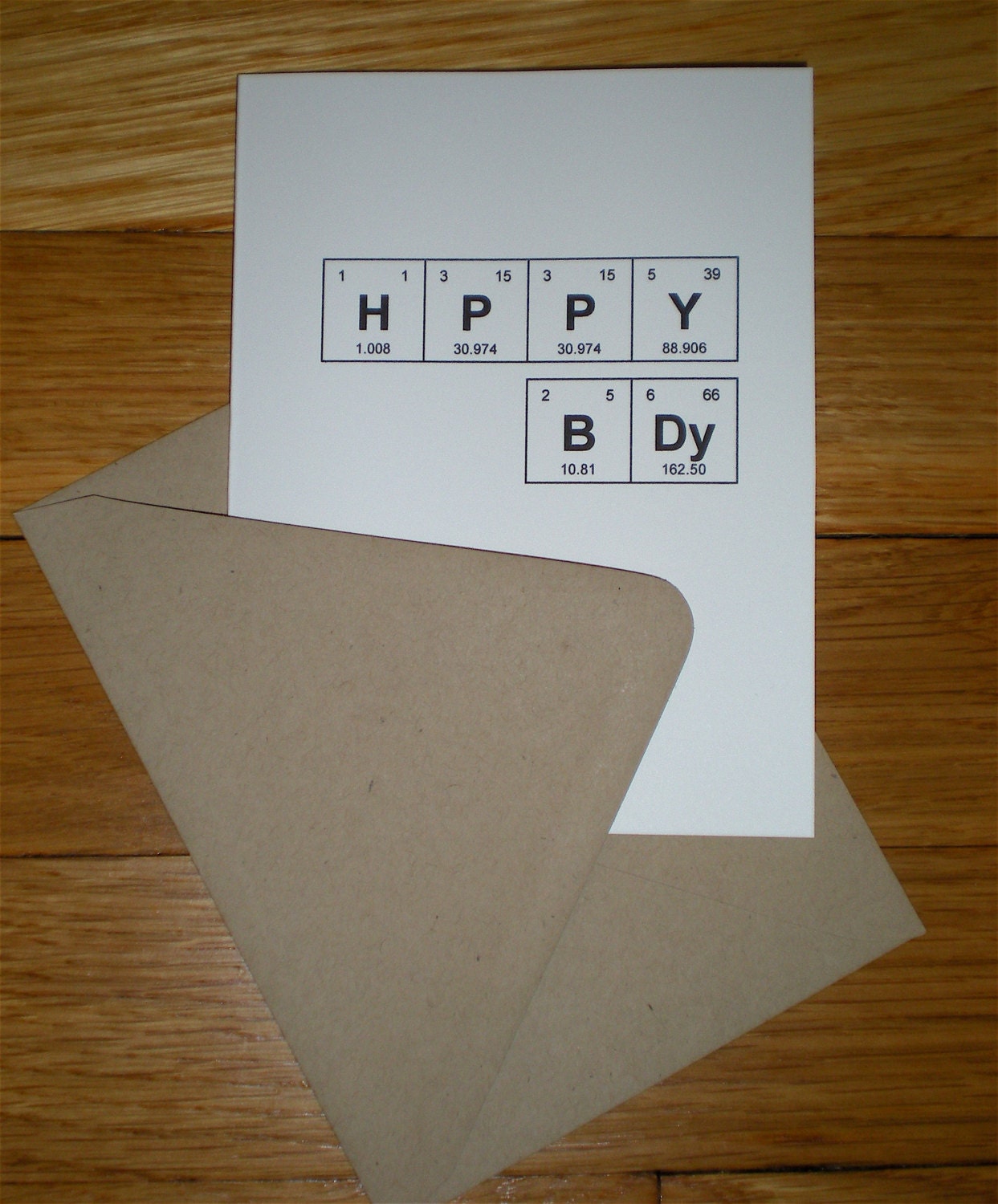 Periodic Table of the Elements "HPPY BDy" Happy Birthday Card, 100% recycled, eco friendly