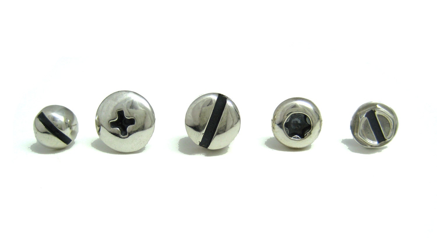 PICK TWO Screw Head Stud Earrings for Men and Women. Polished Sterling Silver Stud Earrings. Hardware Jewelry.