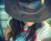 1970's Handmade Leather Tooled Hat