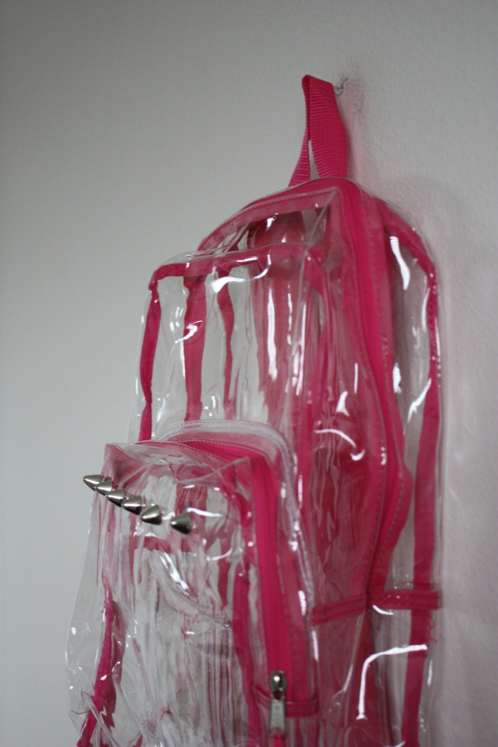 Hot Pink Clear Studded Backpack