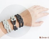 French knitted cotton bracelet - "rainy day"