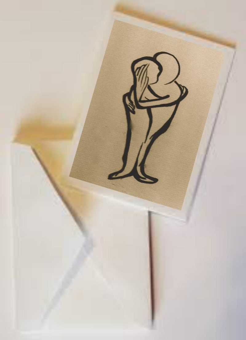 Set of Blank Cards / Hug Greeting Cards Notecards Blank Inside / Watercolor Art Card / Set of 5