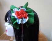 Orange & Blue Flower Headband - Handmade Floral Hair Accessories - Recycled Upcycled Headband - Spring Items