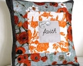 faith inspirational quilted pillow, decorative pillow cover, 12" X 12" accent pillow