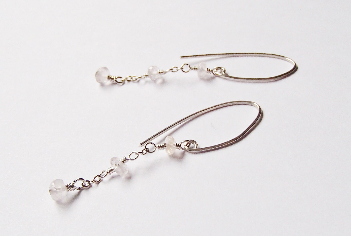 Sterling Silver Dangle Earrings with Rose Quartz
