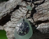Seaglass Pendant with Sand Dollar Charm