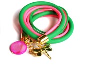 NEON bracelet - RUBBER GLAM - dragonfly rubber bracelet - bangle bracelet - spring trends - fashion jewelry - trendy - gold - wrap bracelet